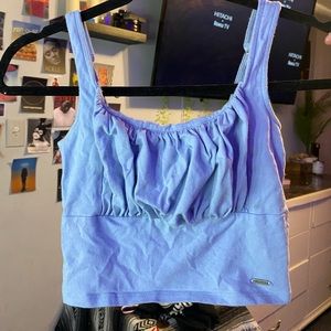 Purple ruffle tank crop